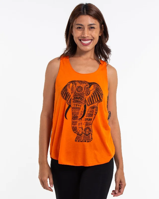 Womens Regal Elephant Tank Top in Orange