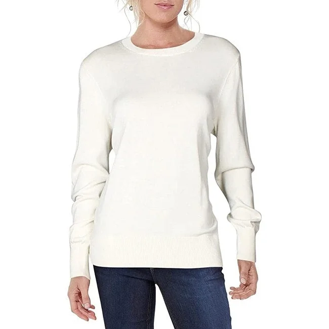 Michael Kors Women's Ribbed Snap Hem Pullover Sweater White Size Xs