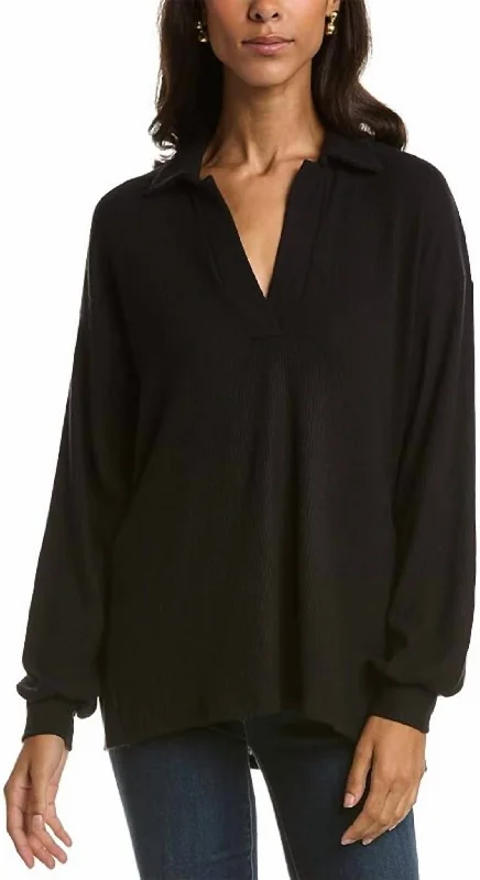 Torres Cozy Rib Tunic Tee In Black