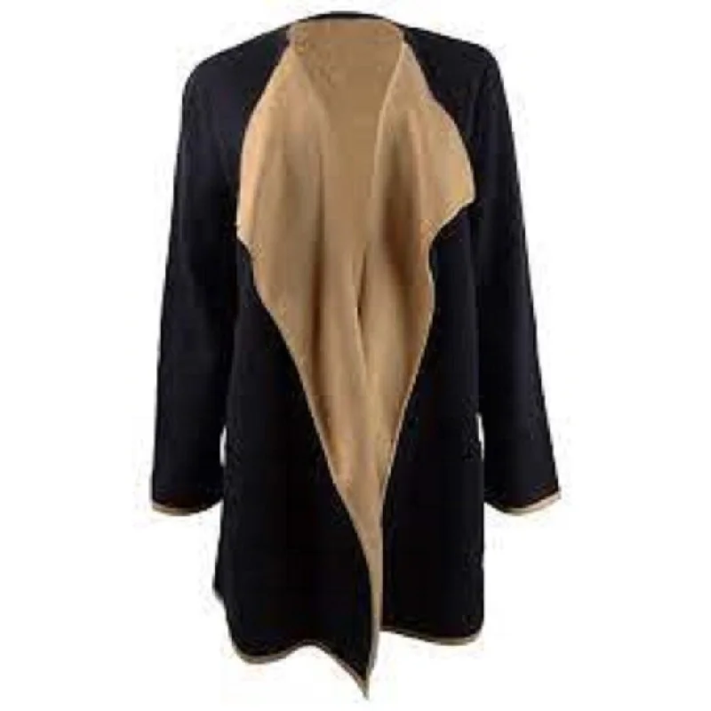 Alfani Women's Colorblocked Open-Front Cardigan Black Size Extra Large - X-Large