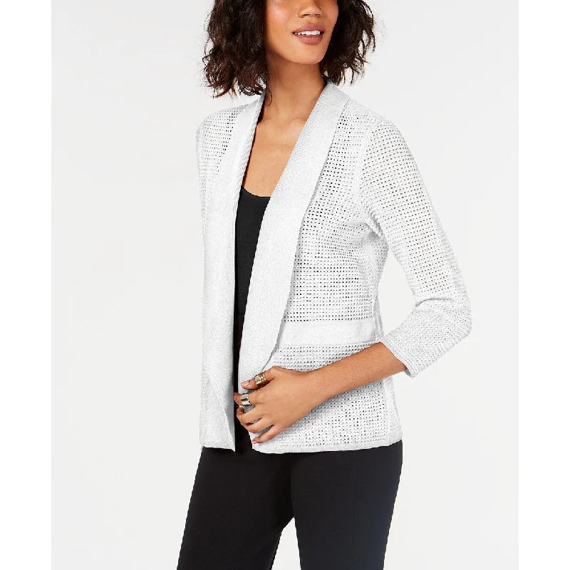 Alfani Women's Open-Knit Cardigan White Size Medium