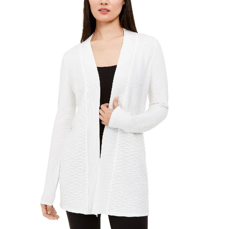 Alfani Women's Petite Ribbed-Knit Open-Front Cardigan Soft White Size Large/ Petite