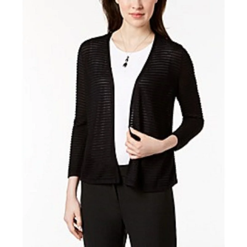 Alfani Women's Textured Ottoman-Ribbed Cardigan Black Size Extra Large - X-Large