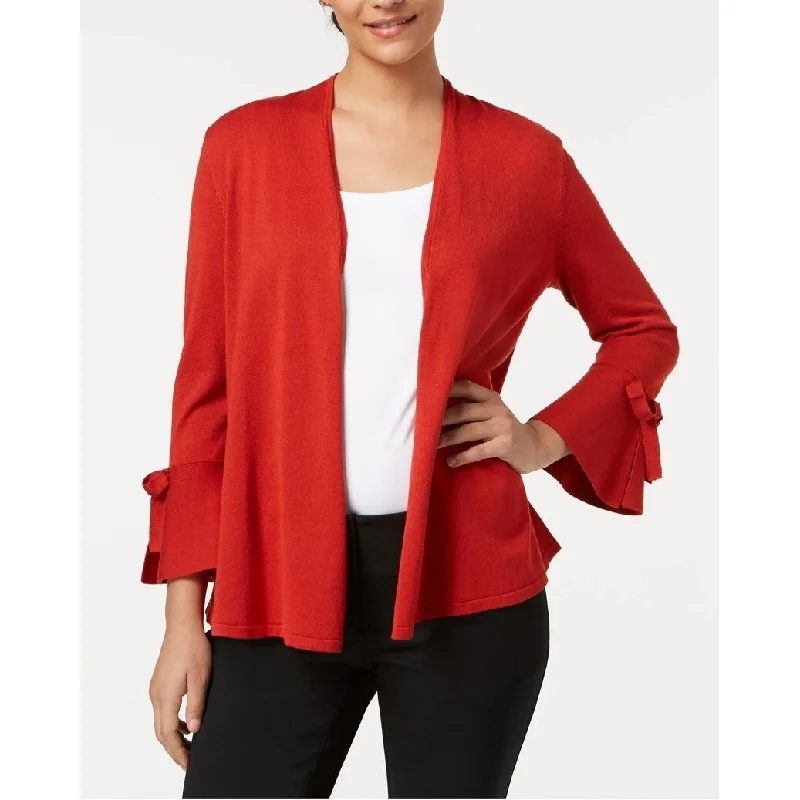 Alfani Women's Tie-Sleeve Cardigan Dark Red Size Medium