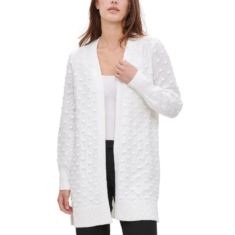 Calvin Klein Women's Popcorn-Knit Open-Front Cardigan White Size Large