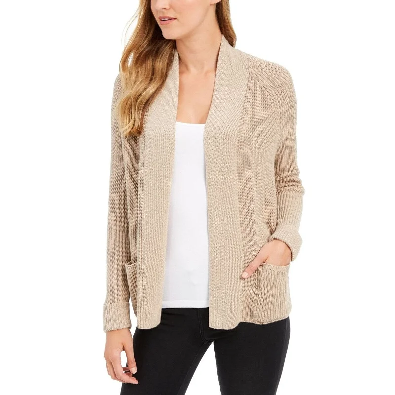 Charter Club Women's Cotton Open-Front Cardigan Beige Size Small