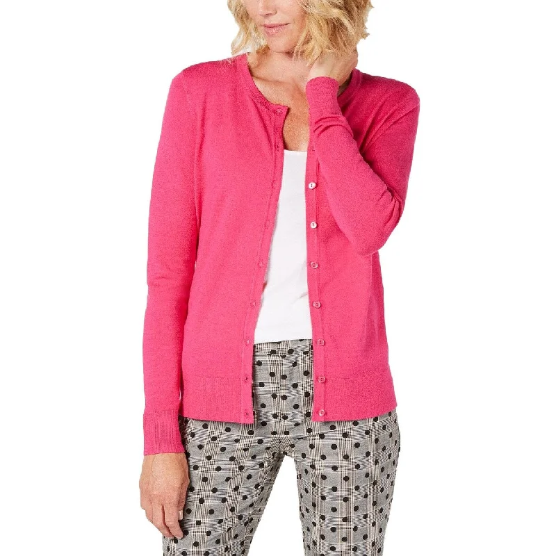 Charter Club Women's Long-Sleeve Button-Front Cardigan Pink Size Extra Large - X-Large