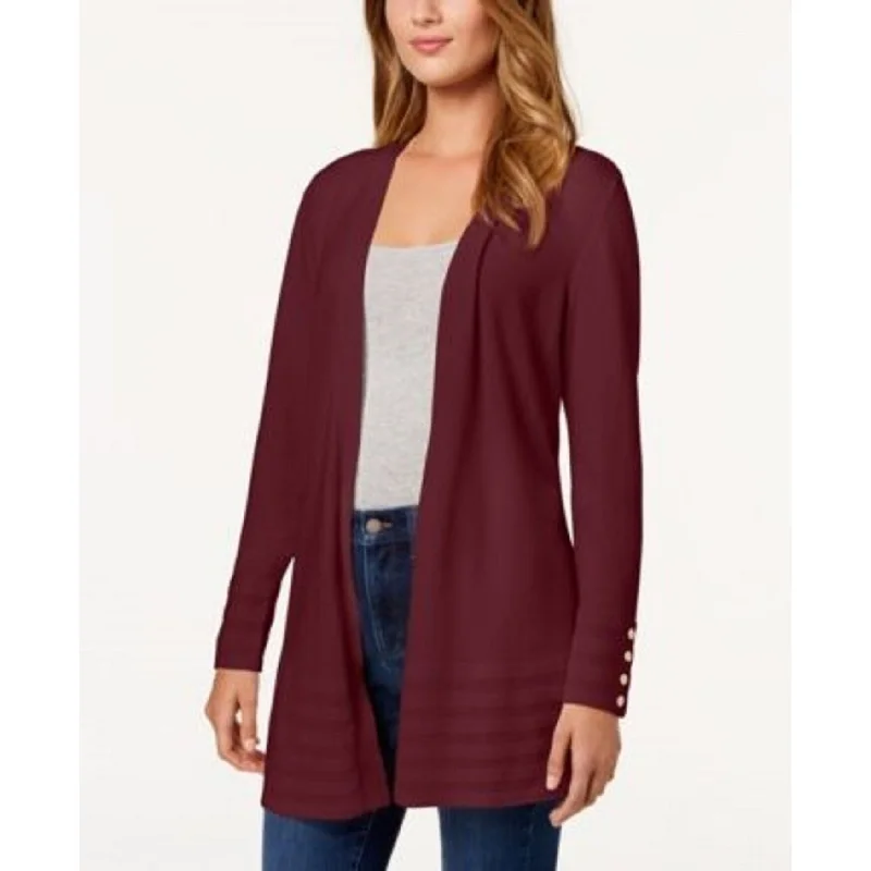 Charter Club Women's Open-Front Cardigan Red Size Large