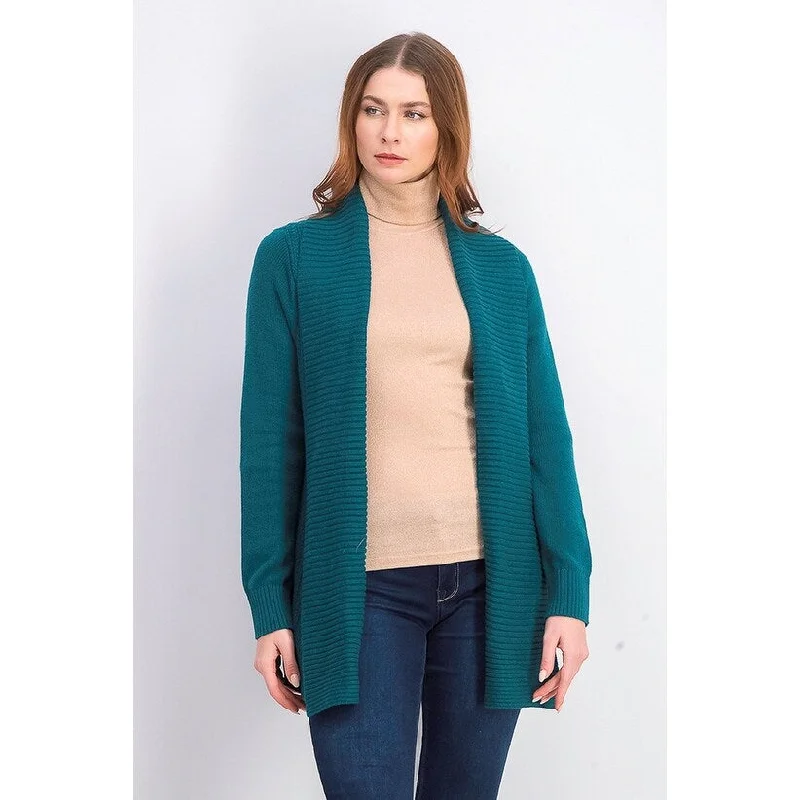 Charter Club Women's Shawl-Collar Open-Front Cardigan Dark Green Size Large