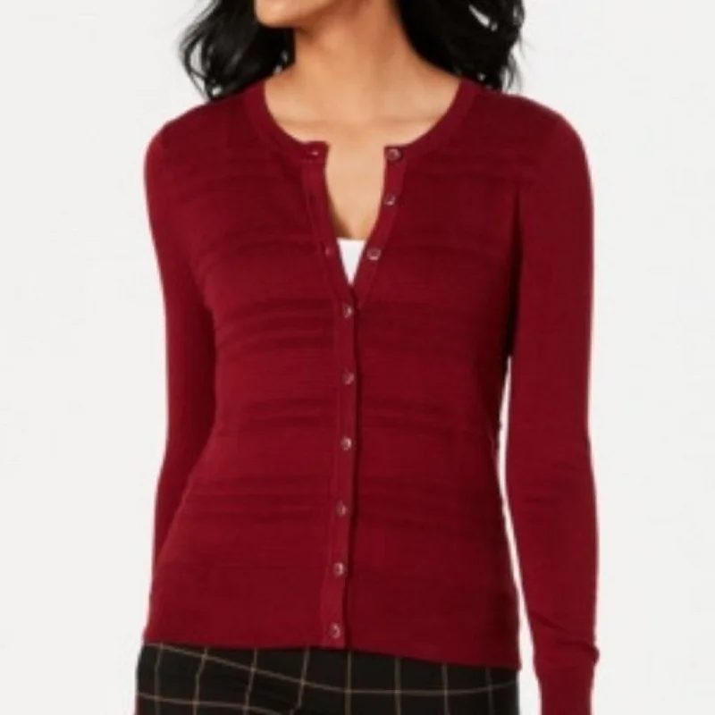 Charter Club Women's Textured Cardigan Wine Size Extra Small