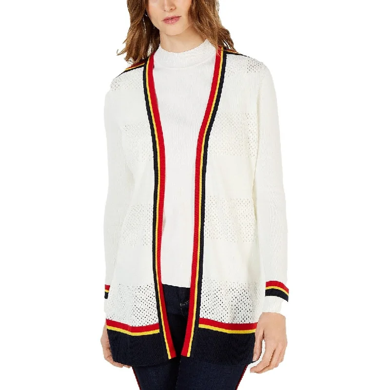 Chater Club Women's Varsity-Stripe Cardigan Sweater Size Extra Small - White - X-Small