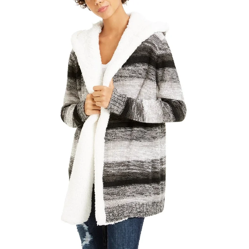 Crave Fame Juniors' Sherpa Trim Cardigan Gray Size Large