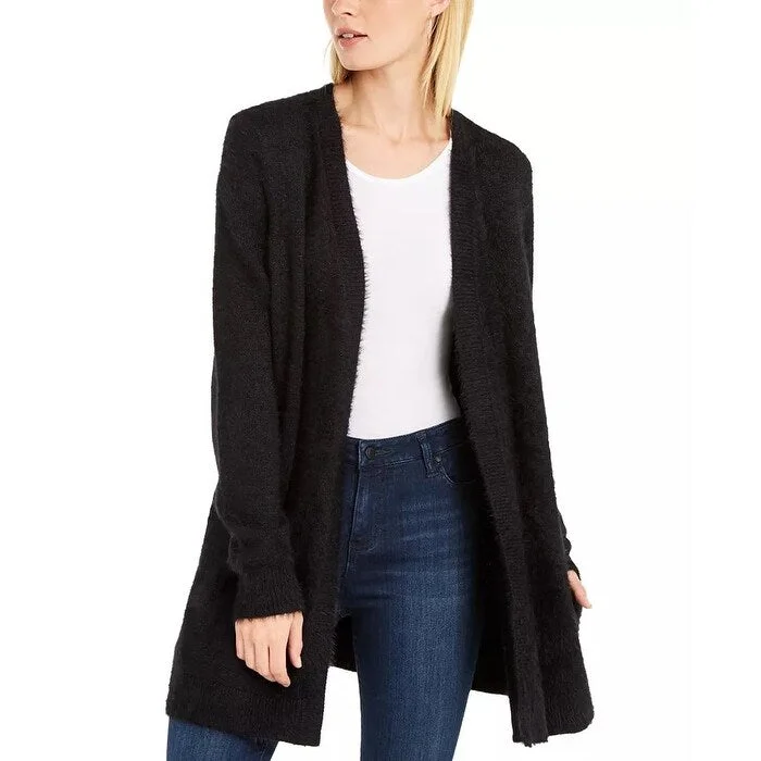 INC International Concepts Women's Eyelash Cardigan Black Size X-Small