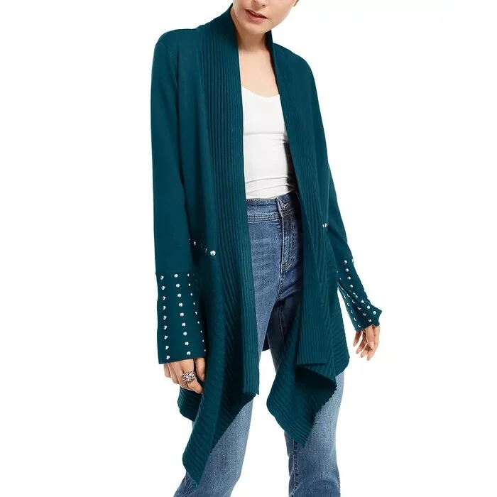 INC International Concepts Women's Studded Cardigan Green Size L - Large