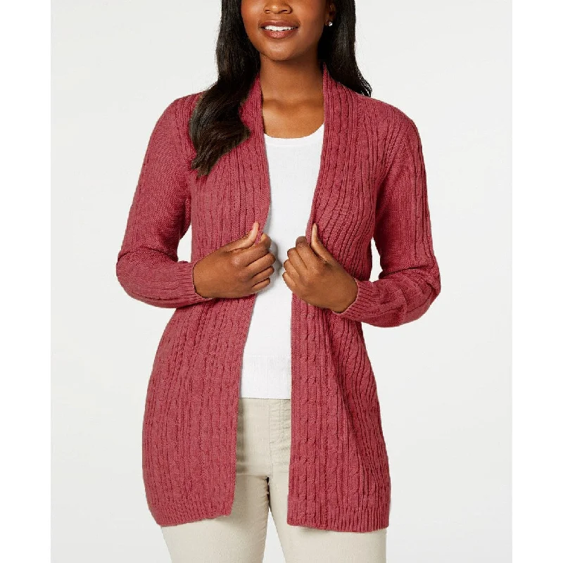 Karen Scott Women's Cable-Knit Cardigan Red Size Medium