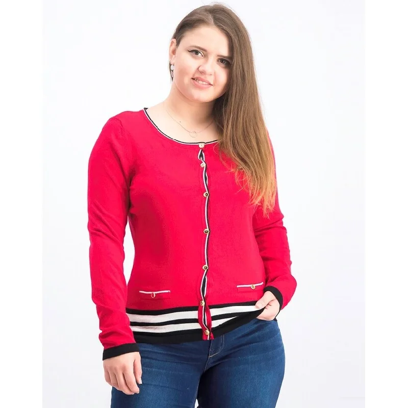 Karen Scott Women's Crew-Neck Cardigan Red Size Medium