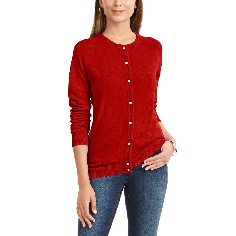 Karen Scott Women's Luxsoft Button Cardigan Medium Red Size PS