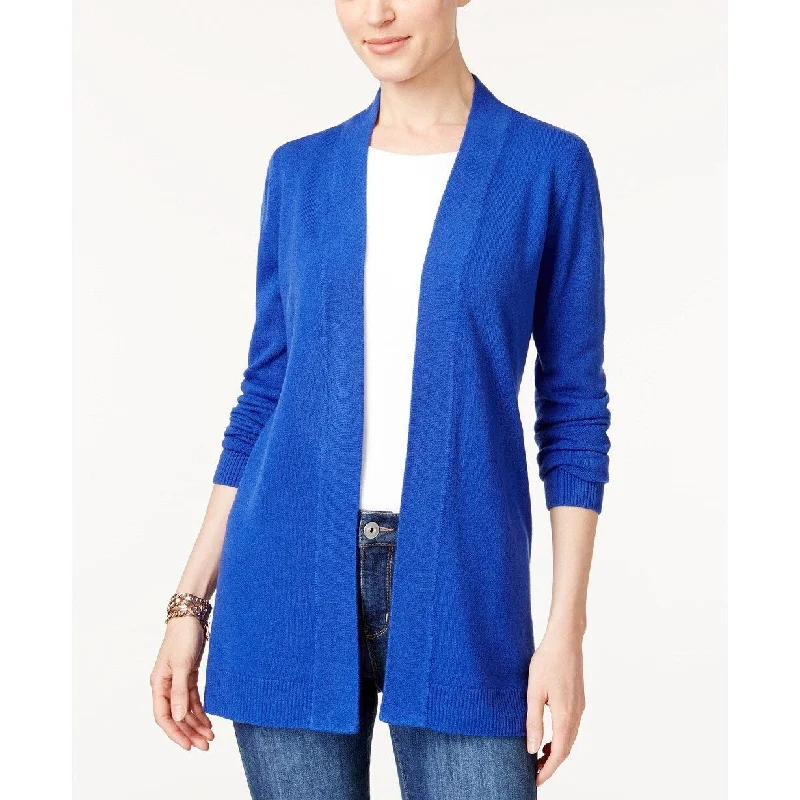 Karen Scott Women's Open-Front Cardigan Bright Blue Size Medium