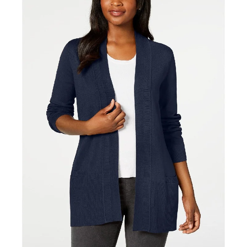 Karen Scott Women's Open-Front Cardigan Navy Size Extra Small - XS