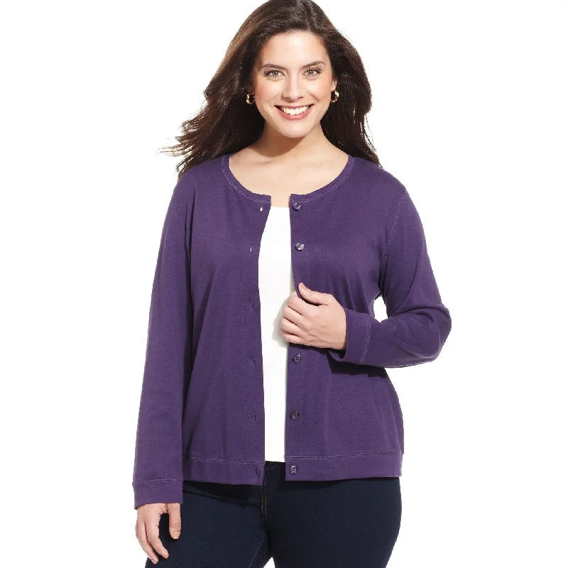 Karen Scott Women's Plus Size Cardigan Purple Size 2X