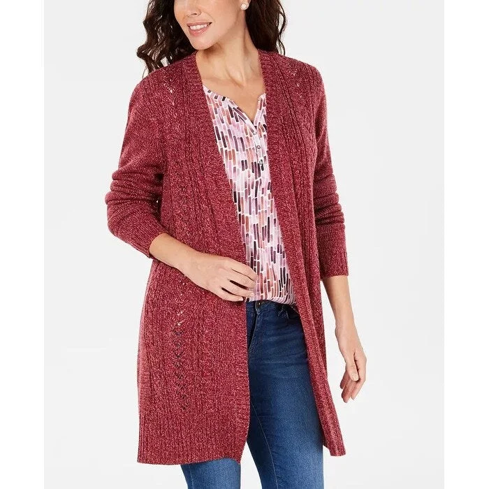 Karen Scott Women's Turbo Duster Cardigan Dark Red Size X-Large