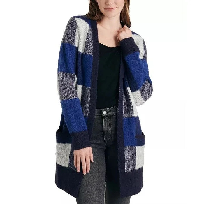 Lucky Brand Women's Buffalo Check Cardigan Blue Size Medium