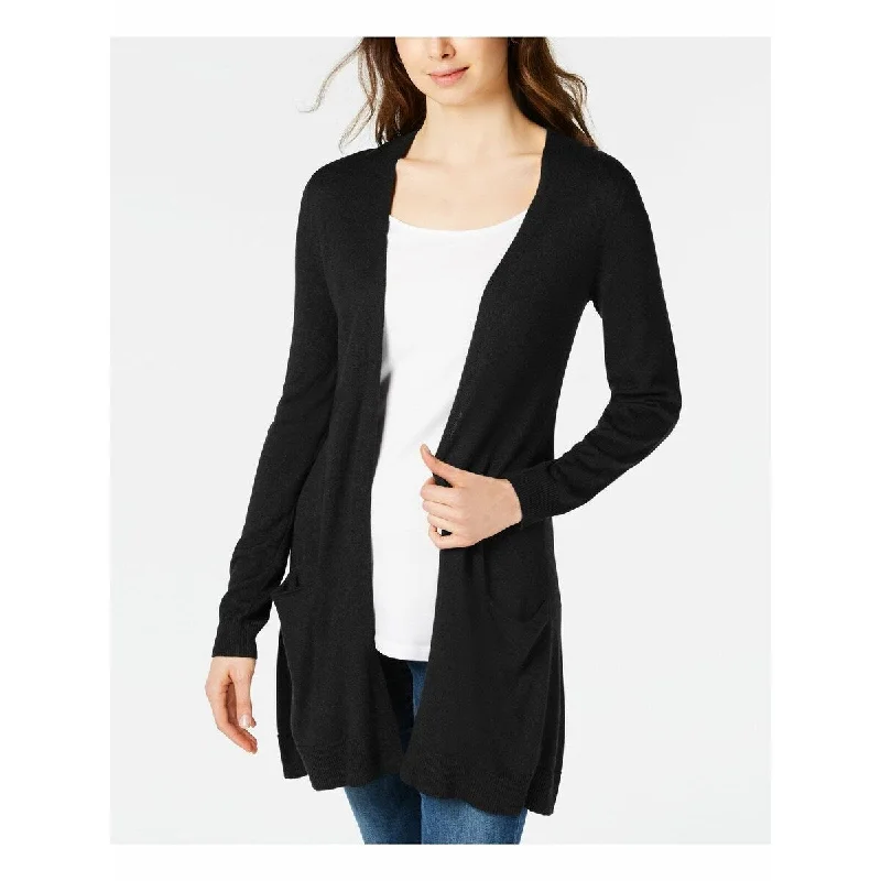 Maison Jules Women's Long Open-Front Jersey Cardigan Sweater Black Size Extra Large