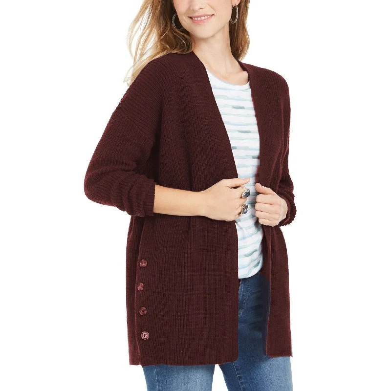 Style & Co Women's Button-Side Oversized Cardigan Red Size X-Large