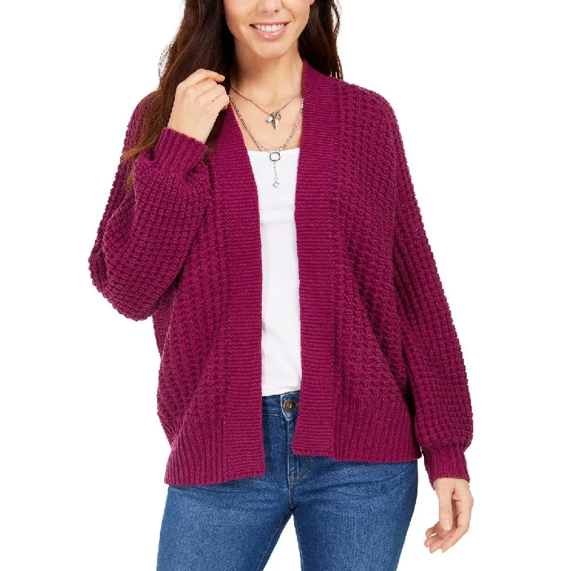 Style & Co Women's Chunky Cable Knit Open Front Cardigan Bright Purple Size Large