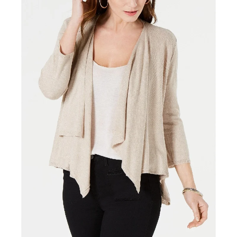 Style & Co Women's Draped Pointelle-Back Cardigan Beige Size Medium