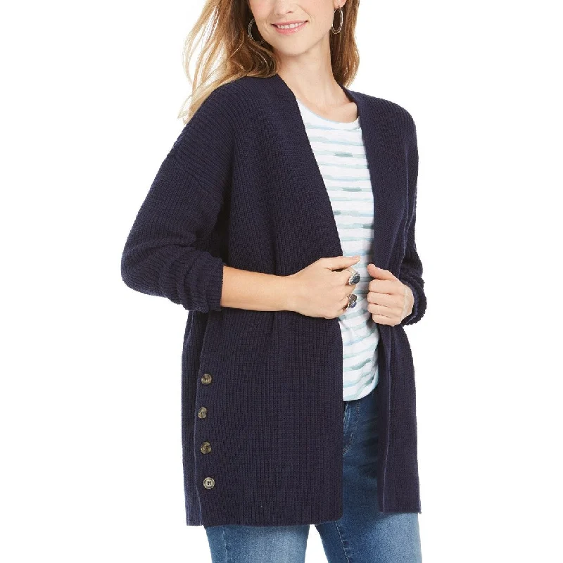 Style & Co Women's Petite Open-Front Button-Trim Cardigan Blue Size Petite - Petite Petite