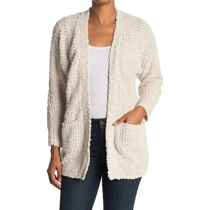 Style & Co Women's Popcorn Knit Open Front Cardigan Beige Size X-Large