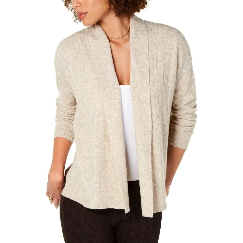 Style & Co Women's Ribbed Side-Slit Cardigan Sweater Beige Size Large