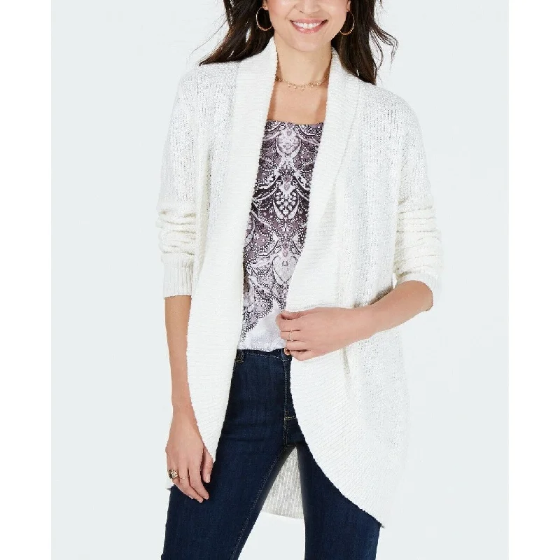 Style & Co Women's Shawl-Lapel Open-Front Cardigan White Size 2 Extra Large - XX-Large