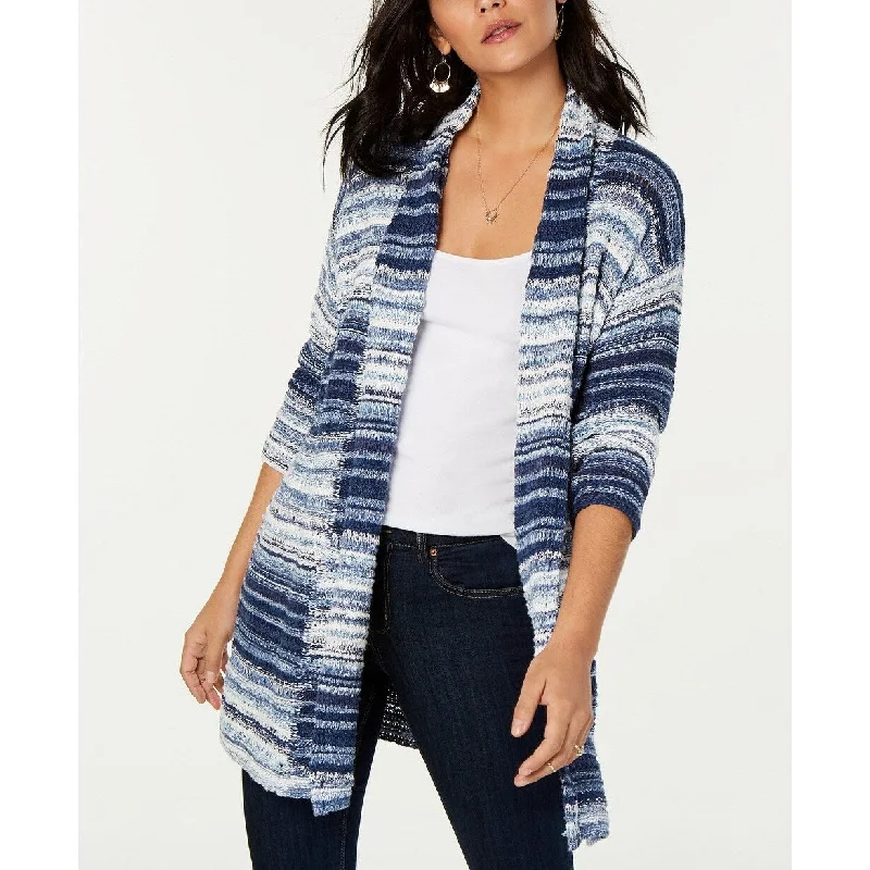 Style & Co Women's Striped Open-Front Cardigan Blue Size Medium