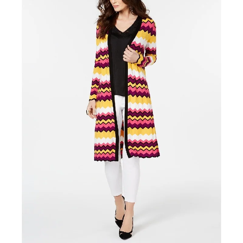 Thalia Sodi Women's Chevron-Stripe Duster Cardigan Multi Size Medium